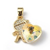Real 18K Gold Plated Rack Plating Brass Micro Pave Clear Cubic Zirconia Pendants KK-C015-21G-09-1