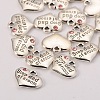 Wedding Theme Antique Silver Tone Tibetan Style Alloy Heart with Step Dad of Groom Rhinestone Charms LS-TIBEP-N005-23B-2