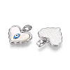 Brass Pave Natural Shell Heart Pendants KK-N258-07P-2