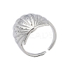 304 Stainless Steel Shell Shape Open Cuff Ring for Women RJEW-Z037-01P-1