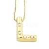 Brass & Plastic Pearl Letter Pendant Box Chain Necklaces for Women LS-NJEW-U017-01G-12-1