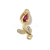 Brass Pave Cubic Zirconia Tulip Flower Connector Charms KK-I276-51G-01-1