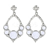 304 Stainless Steel Enamel Flower Dangle Stud Earrings EJEW-Z075-09P-01-1