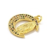 Virgin Mary Theme Rack Plating Brass Micro Pave Cubic Zirconia Pendants KK-C074-70G-01-2