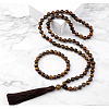 Natural Tiger Eye Round Beaded Pendant Necklaces & Bracelets Sets FS-WG9D102-06-1