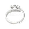 Heart Brass Micro Pave Cubic Zirconia Open Cuff Ring for Women LS-RJEW-A040-01P-3