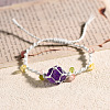 Natural Amethyst Braided Bead Bracelet PW-WG21595-04-1
