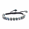 Round Natural Apatite Braided Bead Bracelet BJEW-TA00106-1