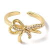 Bowknot Brass Micro Pave Clear Cubic Zirconia Open Cuff Rings for Women RJEW-C098-07G-2