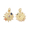 Sun with Moon Brass Micro Pave Colorful Cubic Zirconia Pendants X-KK-G406-37G-2