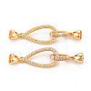 Brass Micro Pave Clear Cubic Zirconia Fold Over Clasps KK-S354-316-NF-1