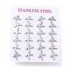 Tarnish Resistant 304 Stainless Steel Greek Alphabet Stud Earrings STAS-D007-07P-14-3