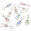 20Pcs 10 Colors Woven Net/Web Glass Pearl Keychain KEYC-TAC00044-2