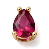 Teardrop Brass Micro Pave Cubic Zirconia Slide Charms KK-C119-16G-01-1