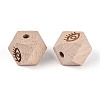 Laser Engraved Beech Wood Faceted Beads WOOD-T033-10A-2