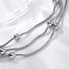 Stainless Steel Multi-strand Ball Bracelets BJEW-L687-01P-3