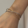 304 Stainless Steel Cuff Bangles for Women BJEW-B139-01-2