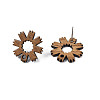 Walnut Wood Stud Earring Findings MAK-N032-039-3