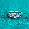 Rhodium Plated 925 Sterling Silver Pave 8.2x4.9mm Moissanite Finger Rings WG3C802-12-1