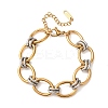 Two Tone 304 Stainless Steel Link Chain Bracelets for Women SA-CBA7B26-05GP-01-4