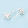 925 Sterling Silver & Clear Cubic Zirconia Stud Earrings STER-T008-70S-02-3