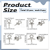 32Pcs 4 Styles 201 & 304 Stainless Steel Screw Eye Pin Peg Bails STAS-LP0005-23-2