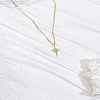1Pc Star Brass & Iron & Rhinestone Pendant Necklaces NJEW-LP0004-15G-3
