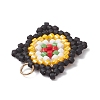 Handmade Glass Seed Beaded  Window Lattice Pattern Shape Pendants PALLOY-MZ00929-04-4