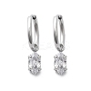 304 Stainless Steel Micro Pave Cubic Zirconia Hoop Earrings STAS-R004-04P-02-4