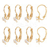 10Pcs Square Brass Micro Pave Clear Cubic Zirconia Leverback Earring Findings KK-TADJ0001-19-1