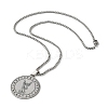 201 Stainless Steel Flat Round with Archangel Saint Michael Pendant Necklaces for Women Men LS-NJEW-F344-02P-2