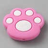 Cat Paw Print Food Grade Eco-Friendly Silicone Focal Beads SIL-WH0012-040K-1