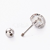 Brass Micro Pave Clear Cubic Zirconia Barbell Cartilage Earrings AJEW-P017-17P-2