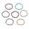7Pcs Natural Red Aventurine/ Red Jasper/ Green Aventurine/ Tiger Eye/ Turquoise/ Lapis Lazuli/ Lepidolite Beads Stretch Bracelets for Women BJEW-JB11670-2