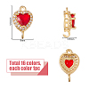 16Pcs 16 Colors Brass Pave Cubic Zirconia Connector Charms KK-HS0001-94-2