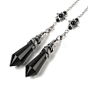 Natural Obsidian Cone Dowsing Pendulum Big Pointed Pendants AJEW-Z041-01C-AS-1