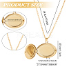 1Pc 304 Stainless Steel Flat Round Locket Pendant Cable Chain Necklaces for Women NJEW-LP0001-16-2