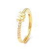 Clear Cubic Zirconia Initial Letter Adjustable Ring RJEW-C052-01G-W-1