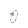 Flower Rhodium Plated 925 Sterling Silver Micro Pave Cubic Zirconia Finger Rings WGB6ED8-01-2