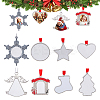 SUPERFINDINGS 8 Sets 8 Styles Christmas Theme Sublimation Blank Alloy Pendant Decorations DIY-FH0005-64-1