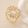 Brass Micro Pave Clear Cubic Zirconia Cuff Finger Rings for Women RJEW-M098-03G-1