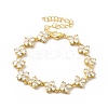 Clear Cubic Zirconia Clover Link Chain Bracelet BJEW-A132-15G-1