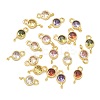 Brass Pave Cubic Zirconia Connector Charms KK-L264-09G-1