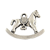 Tibetan Style Rocking Horse Alloy Pendants TIBEP-Q050-05AS-RS-1