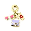 Brass Pave Clear Cubic Zirconia and Colorful Enamel European Dangle Charms KK-Q066-05G-1