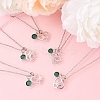 Valentine's Day 304 Stainless Steel & Green Glass Tree Heart Pendant Cable Chain Necklaces for Women NJEW-FS00014-05-3