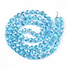 Electroplate Transparent Glass Beads Strands X-EGLA-T019-06G-2