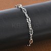 304 Stainless Steel Dapped Chains Bracelets for Women BJEW-D466-08C-P-1