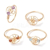 Natural Apatite & Garnet & Amethyst & Citrine Finger Rings RJEW-JR00801-2