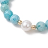 Natural Hemimorphite & Cultured Freshwater Pearl Round Beaded Stretch Bracelets for Women BJEW-JB13321-03-3